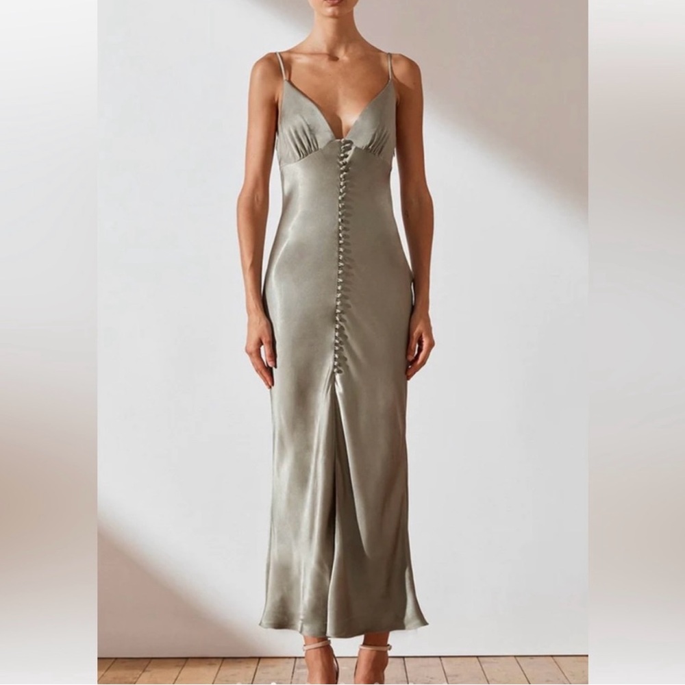 SHONA JOY LA LUNE BIAS SLIP DRESS - SAGE
